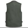 Men's Army Green Multi-Pocket Cotton Tank Top, Plus Size 10XL, Spring/Autumn Wear