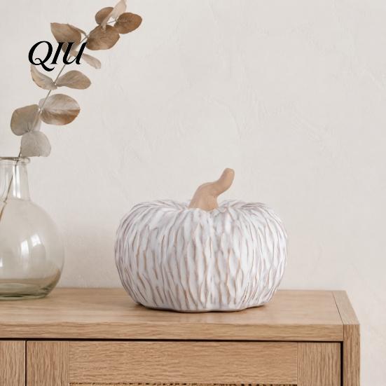 Autumn Harvest Table Centerpieces Ceramic Pumpkin Fall Centerpiece, Realistic Fake Figurine Decorative Pumpkins for Shelves Halloween Thanksgiving,