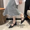 Women Shoes Pointed Toe Chunky Sandals  Fashion Spring Dress Shoes Elegant Buckle Pumps Outdoors Solid Color Female Shoes