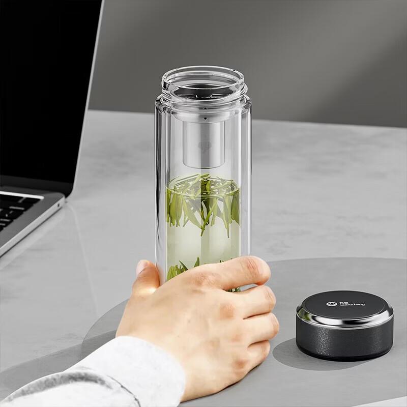 WANXIANG Double-Walled Glass Tea Infuser Tumbler