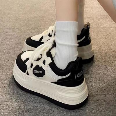 High Value Niche Heightened Thick-soled Panda Spring and Autumn New Casual Round Head Board Shoes