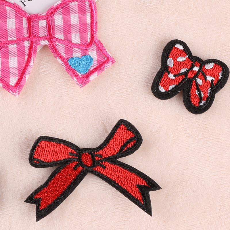 Embroidery Label Cute Bow Patch Sticker Children's Clothing Accessories Accessories Hand Account DIY Red Ribbon Embroidery Cloth Sticker