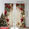 2D flat printing 2pcs Merry Christmas Curtains Stars and pine branches Versatile Fabric Without Electricity Family Party Perfect