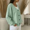 Women's Fashion Striped V Neck Long Sleeve Button Front Cardigan Casual Outerwear Lightweight Layered Top for Everyday Wear