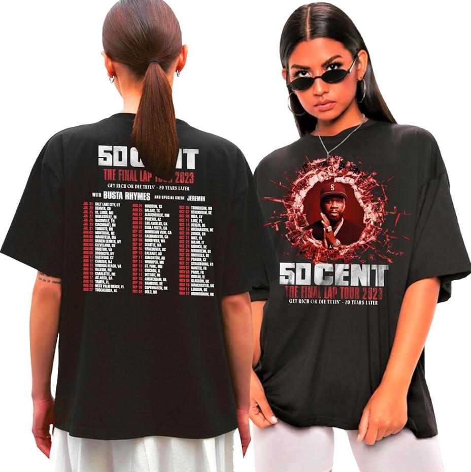 

The Final Lap Tour 2023 50 Cent Concert Gig Tour T-shirt, size S-4XL 3XL