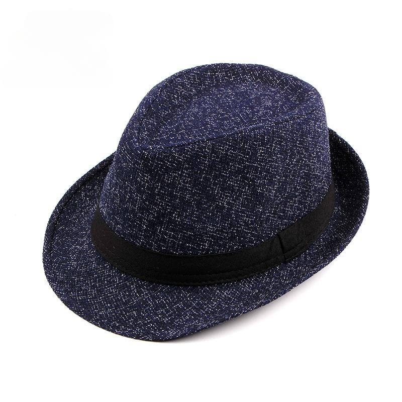 Jazzhut Britische Mode Herren Freizeit Hut Reise Gentleman Hut Frühling Herbst Winter Retro Damen Fedora dunkelblau