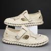 Summer Leather Men's Sandals Handmade Beach Shoes Soft Rubber Mesh Shoes Comfotable Hollow Out Flats Magic Glue Sneakers Sandaly