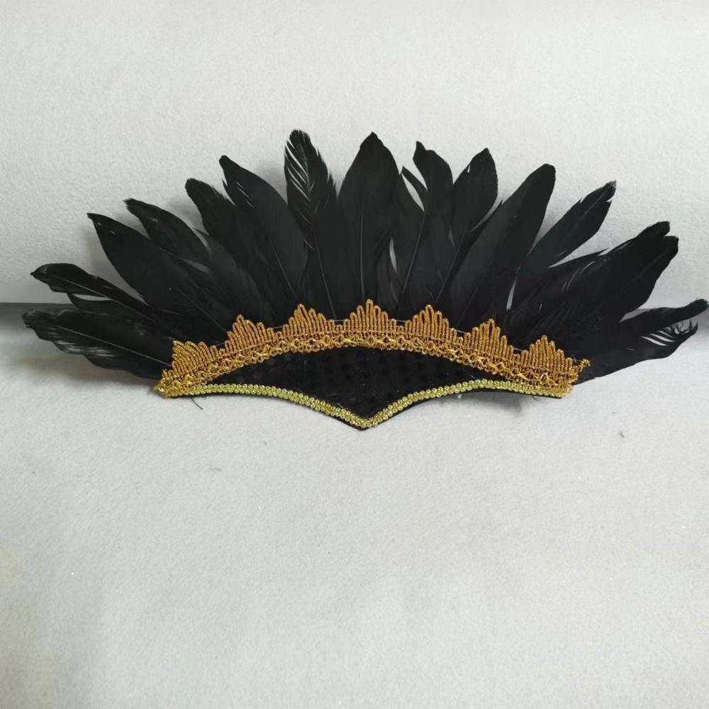 Head-mounted Feather Headdress Hair Band Carnival Costume Headwear Chief Headdress Adult Kids
