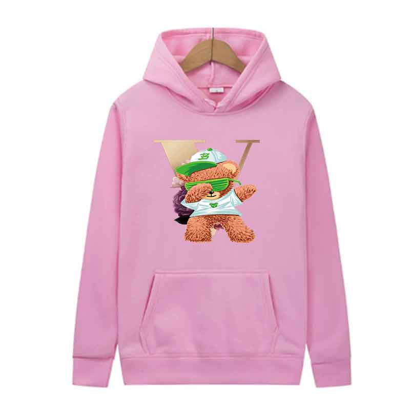 Spring Autumn Fashion Casual Hooded Sweatshirt Men Women Fashion Simple Hoodie Creative Little Bear Dancing Printing Unisex Top