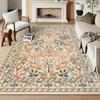 Black Rugs for Living Room Machine Washable Floor Mat Botanical Floral Birds Nature-Inspired Carpet Non-Slip Soft Home Decor