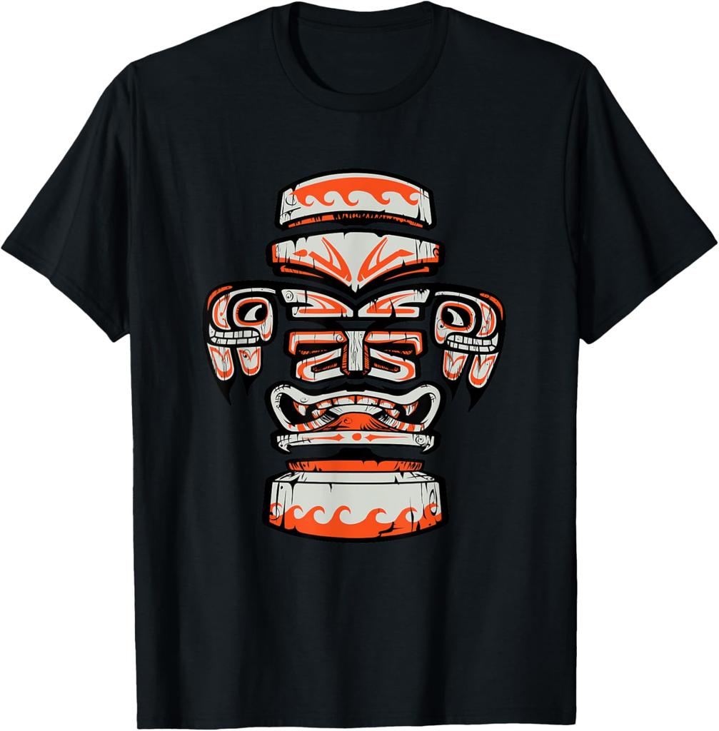 Vintage Tiki Hawaiian Polynesian Mask Four Totems Gift TShirt Men Clothing Tops Graphic T Shirts Vintage T Shirt Streetwear