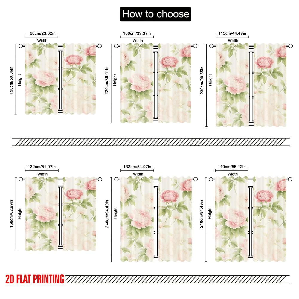 2 Stück, 2D-Flachdruck Beliebte Vorhangpaneele Pfingstrosentraum Polyesterstoff (ohne Stange) Dekorationen für Zuhause Perfekt für