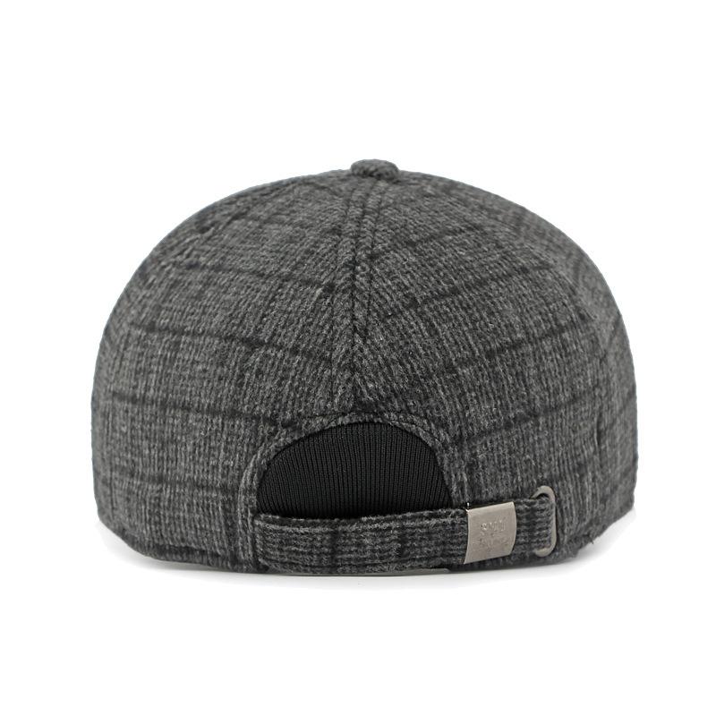 Podzimní zimní teplá čepice Pánská vlněná baseballová čepice pro seniory Venkovní zateplená čepice na ochranu uší