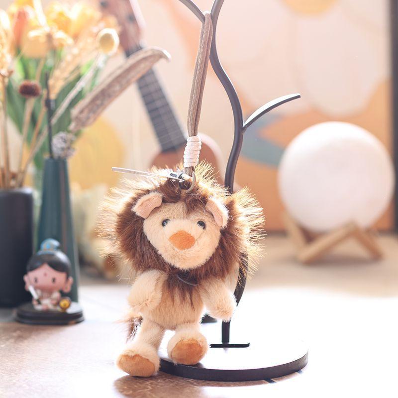 Cute Forest Animal Plush Keychain, Tiger Lion Leopard Giraffe Doll Pendant, Backpack Bag Hanging Ornament Gift