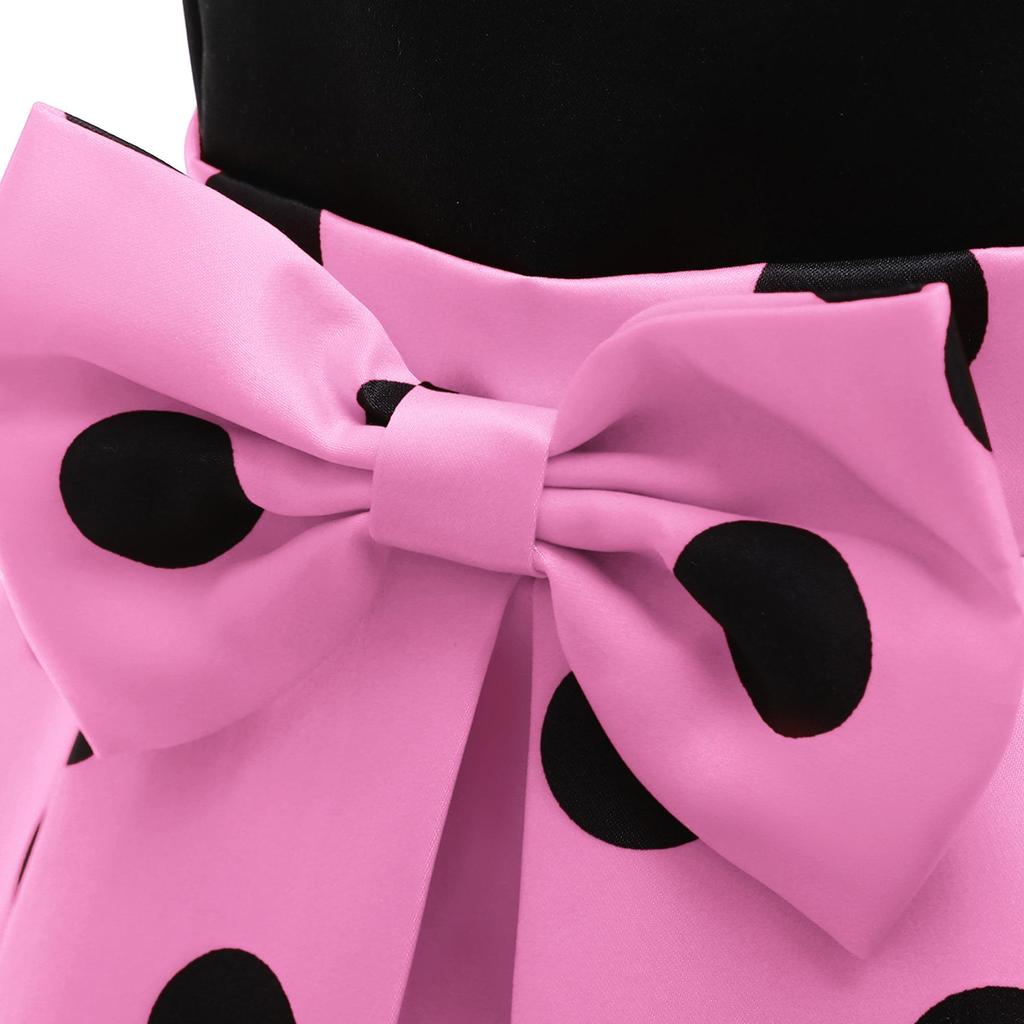 Girls' Vintage Polka Dot Christmas Party Dress - Princess Costume