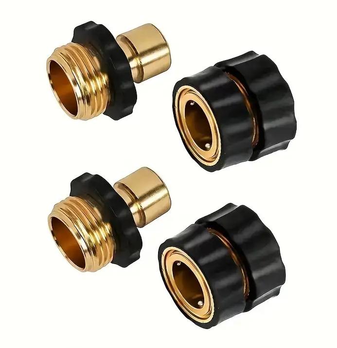 3/4  Garden Hose Quick Connect Set: Female & Male Fittings for Easy Water Hose Connection