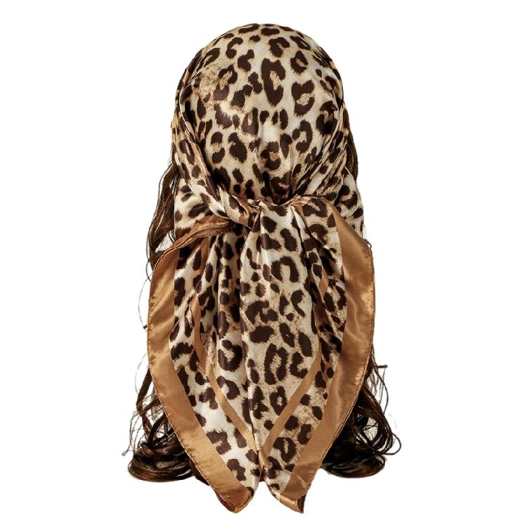 

Lightweight Sun Resistant Neckerchief Polyester Headwear Scarf Feature Bold Leopard Print Design 90cm Kerchief хакі