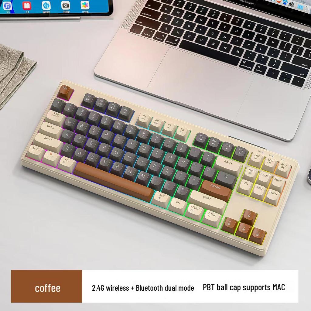 Free Wolf M87 Bluetooth Mechanical Feel Keyboard for Cloud Gaming & Office, Compatible with Xiaomi Tablets, Phones, and Computers
