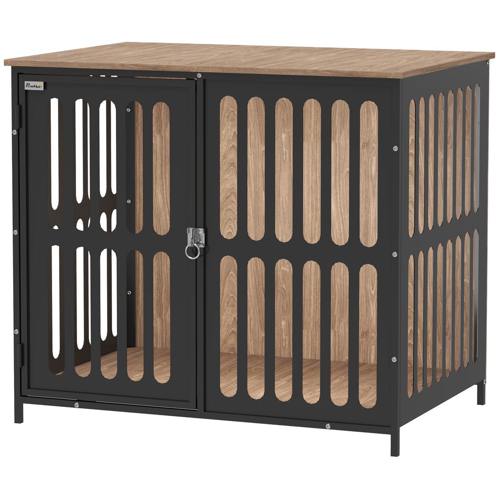 Dog Crate Furniture with Anti-Chew Resistant Mesh, Anti-Escape Single Door, for Medium Dogs, 80 x 55 x 72 cm