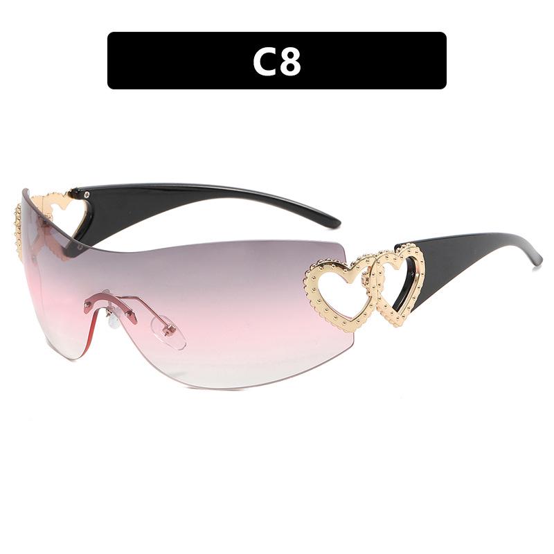 Love Heart One-Piece Sunglasses 2023 - Trendy Y2K European & American Style INS Celebrity Sunglasses