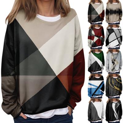 Women's Casual Fashion  Vintage Printed Long Sleeve O-Neck Sweatshirt Layer Pullover Top