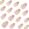 Nail Art Armatura Dorata Francese con Mandorla Unghie Finte da Pressare