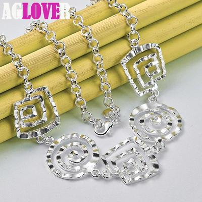 925 Sterling Silver 20 Inch Hollow Thread Pendant Necklace Jewelry