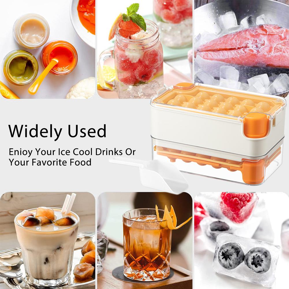 Ice Cube Maker with Lid and Ice Shovel Creative Ice Cube Molds Storage Box Pressing Ice Cube Molds for Party Bar Kitchen Freezer