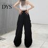 Pantaloni della tuta tinta unita da donna Pantaloni cargo Vita alta Oversize Tasche multiple Asciugatura rapida Coulisse Lunghezza intera Elastico alla caviglia Hip Hop Streetwear