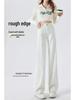 Women's High Waist Mint Green Tencel Jeans - Slim Fit, Raw Edge, Straight Wide Leg, Summer 2025 Collection