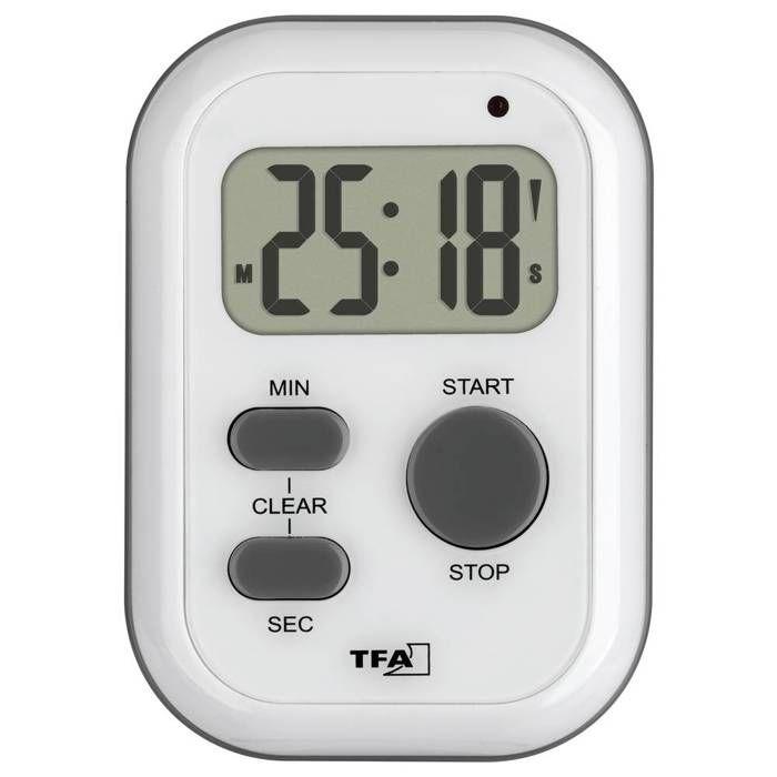 TFA Dostmann Minuteur Blanc Numérique