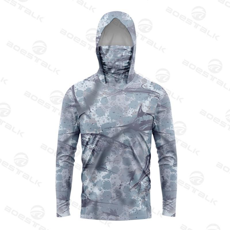 Mens Womens Fishing Shirt With Face Cover UV Protection Quick Dry Breathable Bamboo Fiber Boat Shore Sea Angling