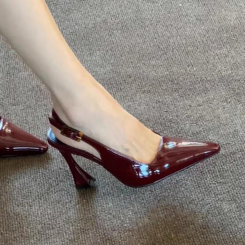 Modă 2025 Noi Sandale de Vară de Lux de Designer pentru Femei Pantofi Fashion cu Vârf Ascuțit cu Barete la Spate Doamnelor Elegante cu Toc Înalt Sandale de Stripper