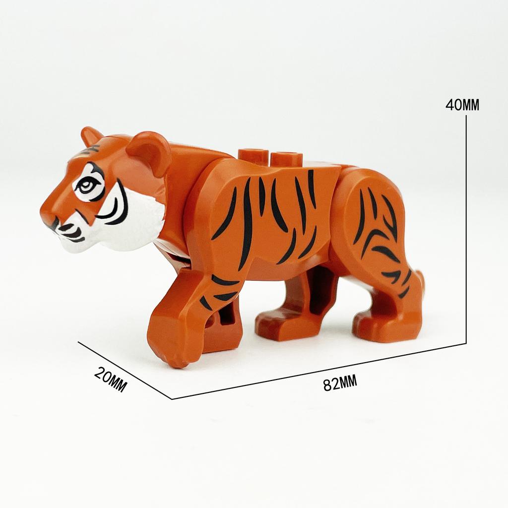 Zoo Animals Building Blocks Set: Elephant, Camel, Deer, Giraffe, Gorilla, Horse, Tiger - Mini Action Figure Bricks Toy
