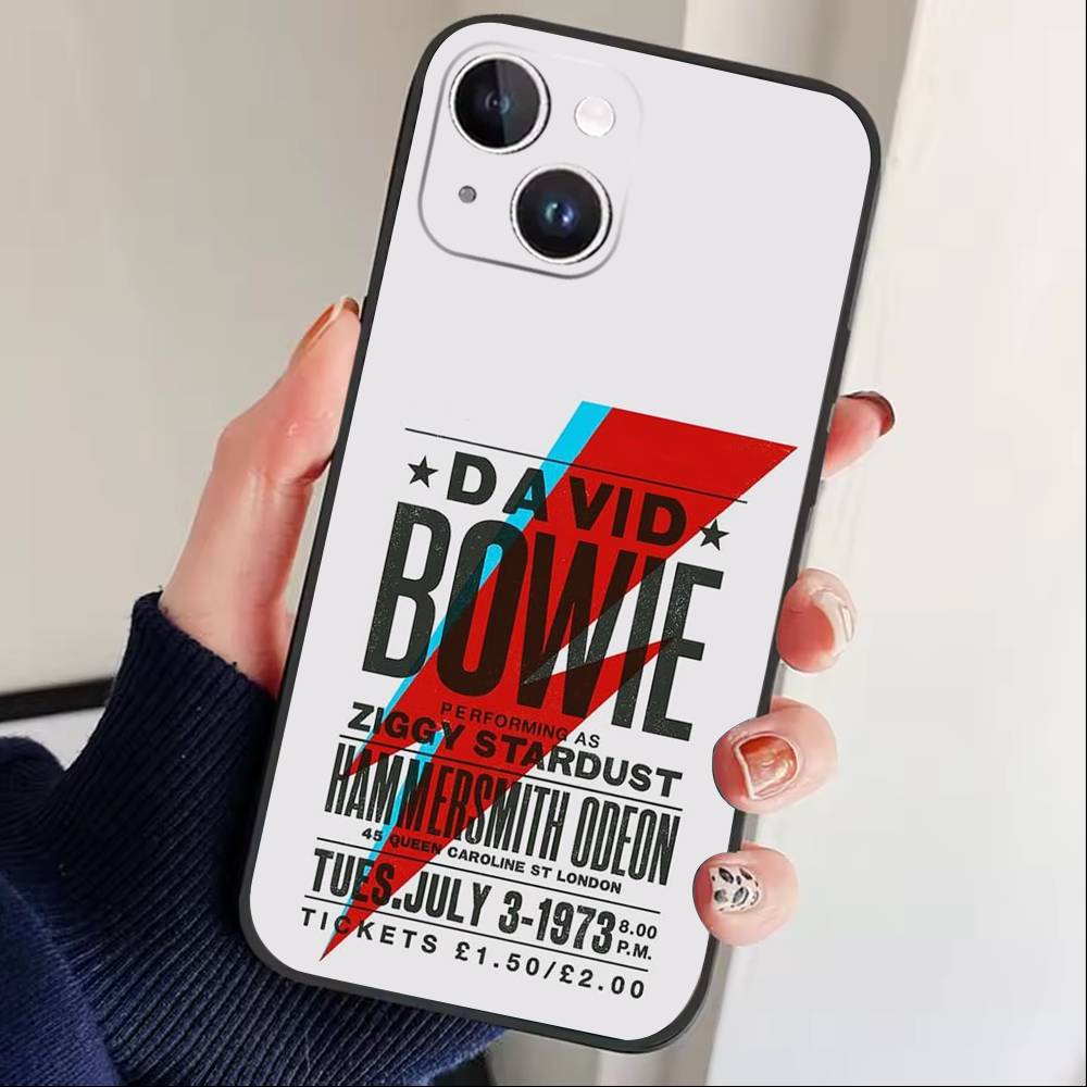 Singer D-David B-Bowie Phone Case For iPhone17,16,15,14,13,12 Plus,Max Soft Silicone Black Cover