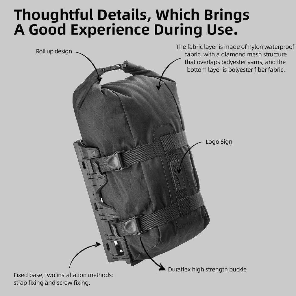 Rhinowalk Bicycle Front Fork Bag, Waterproof Bike Pannier Saddlebag, 6.5L for E-Scooter, Mountain Bike, Road Bike Accessories - Black (1 Piece)