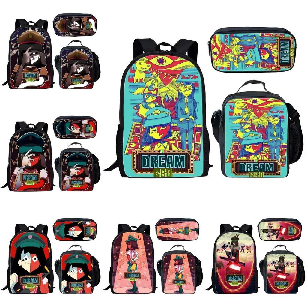Bbq Dream Ena Pattern Printing Backpack Lunch Bag Pen Case Set For Gift Student