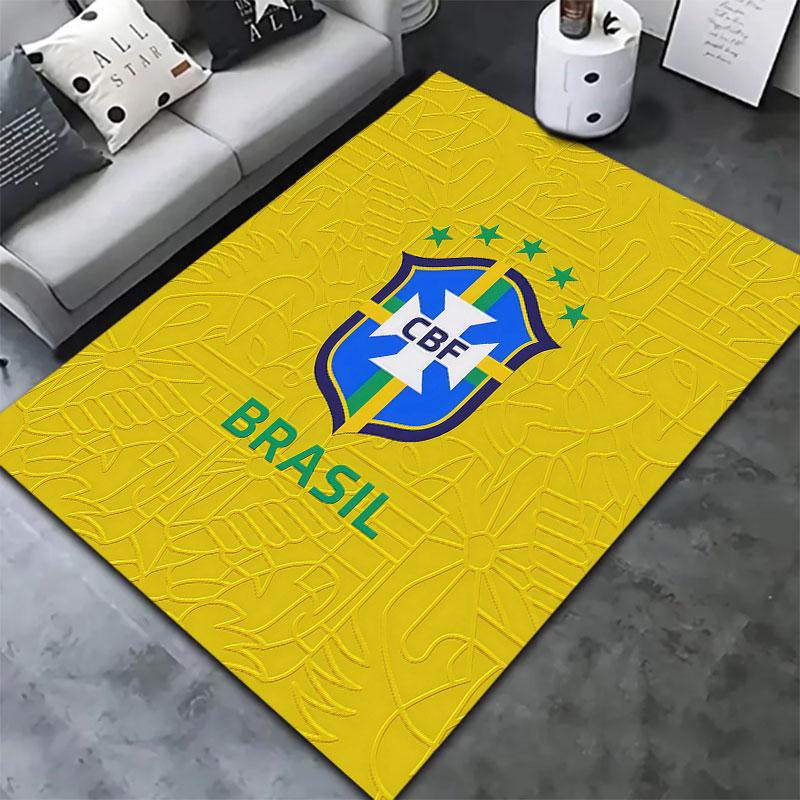 Brazil National Football Team Carpet Rug for Living Room Bedroom Home Sofa Decoration,Kids play Non-slip Floor Mat