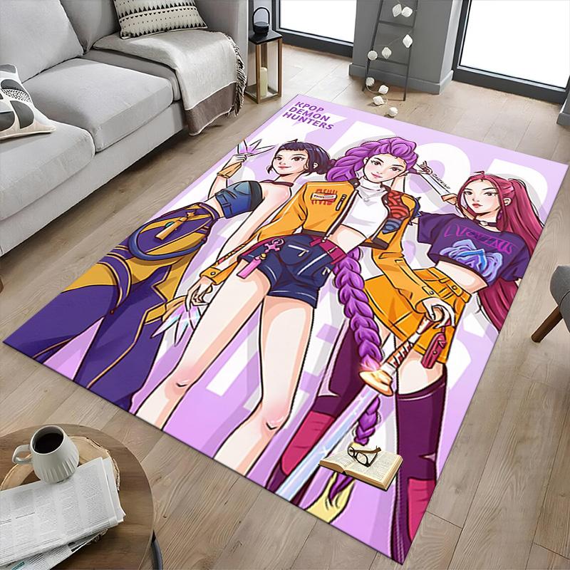 Kpop Demon Hunters Carpet For Playroom Bedroom Living Room Sofa Home Decorkids Game Area Rug Nonslip Floor Mat
