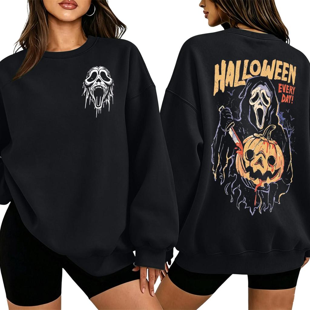 Women's 2027 Letter Print Long Sleeve Crewneck Sweatshirt Pullover Top