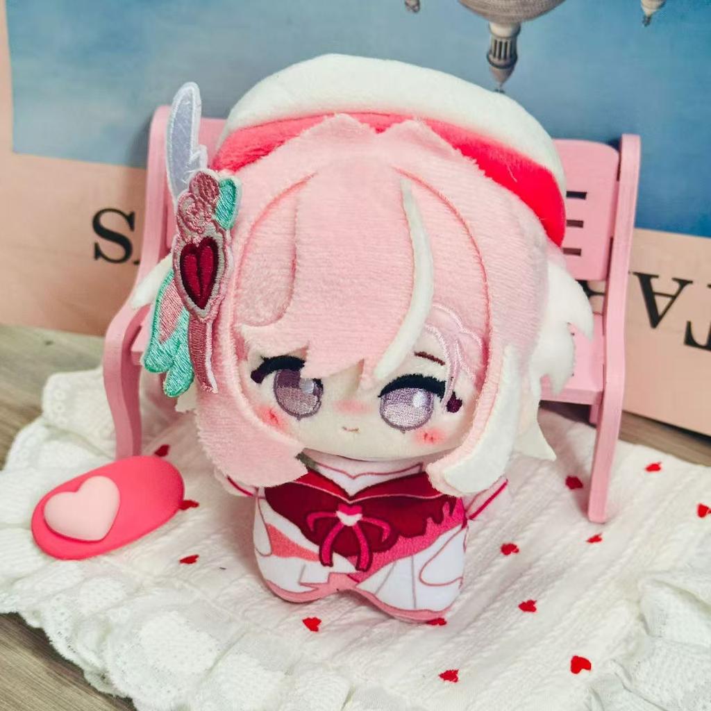 Honkai Impact 3 Heart Motif Fluffy Figure Plush Delicate Toy Warm Doll Layered Fringe Pink Hair White Accent Strands Removable