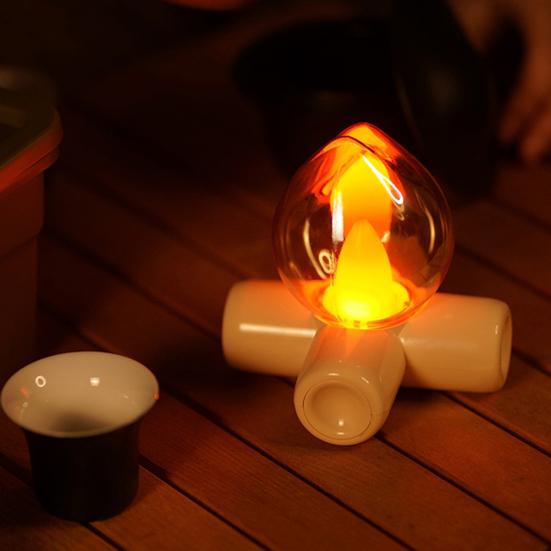 Realistic Flame Lamp Desk Light with Flickering Fires Effect USB Campfire Night Light Vintage Style Table Lamp for Bedroom Decor