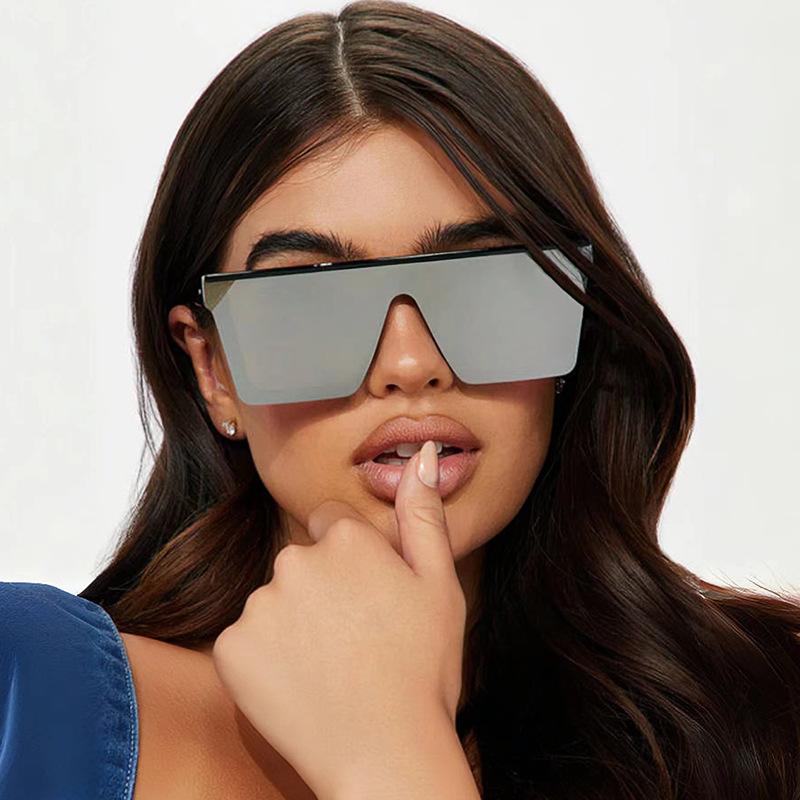 New Trend Big Frame One-piece Lenses European and N Sunglasses Men and Women Personality Fashion Glasses Y2K Sunglasses
