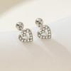 Exquisite Zircon Mini Heart Stud Earrings for Women Men Small Versatile Daily Hollowed Out Couple Earrings Jewelry Accessories