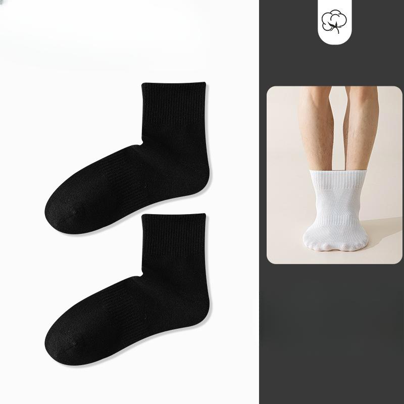 Large Size Men Spring and Autumn Solid Color Sport Tube Cotton Socks