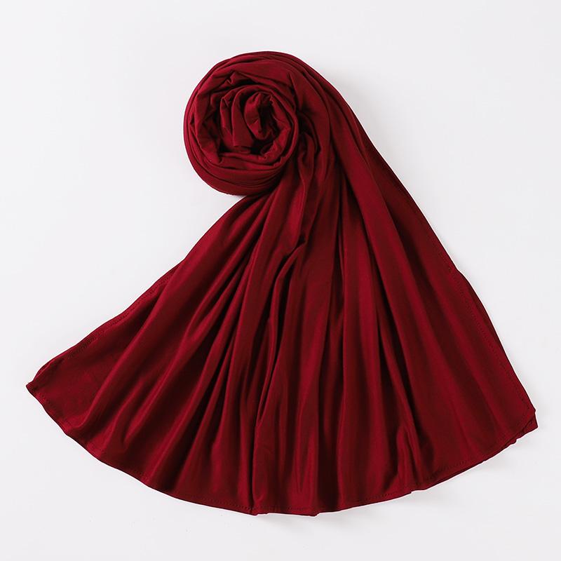 Muslim Plain Cotton Jersey Hijab Scarf Solid Color With Good Stitch Stretchy Soft Turban Head Wraps Shawl Foulard Femme