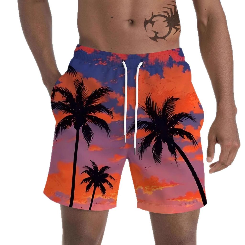 Summer Men's 3D Printed Beach Pants Fashion Versatile Trend Breathable Casual Vacation Style