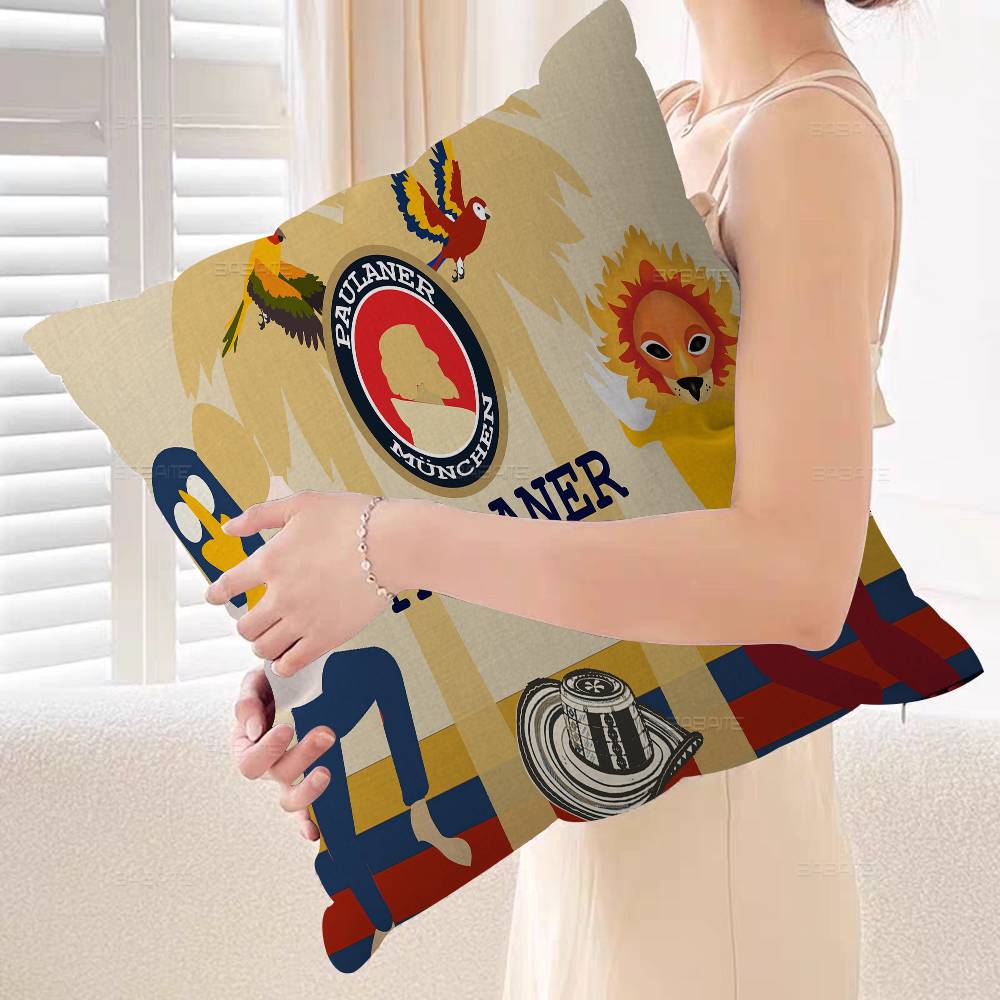 German Beer Paulaners Personalized Pillow Cover Kids Bedroom Wild Party Decor Pillowcase Kid Birthday Shower Gift