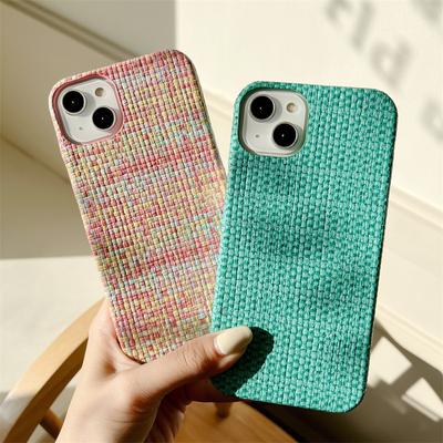Handyhülle mit Strickpullover-Muster und Gittermuster für iPhone 14 12 11 13 Pro Max 14 Plus 7 8 Plus, einfache, einfarbige, harte PC-Rückseite