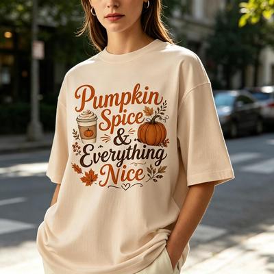 Pumpkin Spice T Shirt and Kids Tshirt, Fall Graphic Tee, Coffee Lover Shirt and Kids Tshirt, Autumn Leaves, Cute Thanksgiving Gift